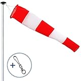 FLAGLY Premium Windsack für Draußen, Windrichtungsanzeiger in Rot-Weiß 150x30x15cm inkl....