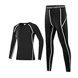 Jungen Mädchen Base Layer Athletic Kompressions-Leggings und Shirts Thermo-Unterwäsche-Set...