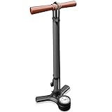 Hilo Sports Standpumpe Fahrrad - [Passt für alle Ventile] - Fahrradluftpumpe mit Holz Griff -...