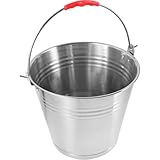 Supvox Tragbarer Pferdefuttereimer aus Edelstahl 10L mit Henkel Mehrzweck Futter und Wassereimer...