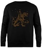 Pinitotee Jesus Reitet Dinosaurier UFO Schwarzer Unisex-Pullover Mit Rundhalsausschnitt