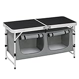 WOLTU faltbar Campingschrank Alu Campingtisch Höhenverstellbar mit Stauraum, Outdoor Campingmöbel...