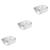 IMIKEYA 3er- -box Tragbar Draussen Edelstahlbehälter Mit Deckel Quadratische Behälter Mit Deckel...