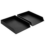 Amazon Basics Kunststoff-Organizer, Briefablage, Rechteckig, 2 Stück, 24.6 x 5.6 x 33 cm, Schwarz