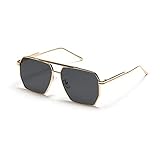 YUELUQU Retro übergroße quadratische Sonnenbrille für Damen Herren Vintage Shades UV400...