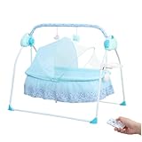 Elektrische Babywiege, Automatischer Babybett, 5 Geschwindigkeiten Einstellbar, USB mit Bluetooth,...