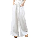 Damen Sommer hoch taillierte Leinen Palazzo Hose lange untere Hose Kurze Hose Damen Pro