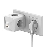 VAMODI Steckdosenleiste Würfel mit USB, 4 Fach Steckdosenadapter mit USB C, PD33W 2 USB C 1 Typ A...