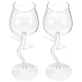 Toyvian 2 Stück Cocktail und Rotweinkelche aus Transparentem Glas mit Rosenblütenmotiv Mittlere...