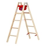 Hymer Holz-Stufenstehleiter 71499, beidseitig begehbar 2x5 Sprossen Arbeitshöhe 2,85 m
