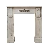 Mobili Rebecca® Kaminkonsole Kaminumrandung Paulownienholz Grau Holz klassisch Wohnzimmer (Cod....