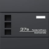 Verda Briefkasten mit Zeitungsfach, Edelstahl, Designer Wandbriefkasten, 2X Schlüssel, Anthrazit,...