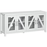 HOMCOM TV-Schrank für Wohnzimmer bis zu 147,7 cm (58 Zoll), mit 4 Türen aus gehärtetem Glas,...