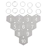 Ipetboom 10 Stück Teiliges Edelstahl Nummernschild mit Nummern Sechseckige Schlüsselanhänger mit...