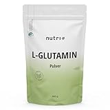 Nutri + L Glutamin Pulver Vegan 500 g - Neutral & hochdosiert ohne Zusatzstoffe - 100% natur rein -...