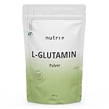 Nutri + L Glutamin Pulver Vegan 500 g - Neutral & hochdosiert ohne Zusatzstoffe - 100% natur rein -...