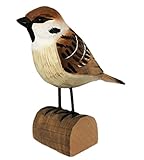 your castle Dekovogel Holzvogel Spatz handgearbeitet aus Lindenholz in Geschenkbox 12 x 12 cm