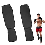Schienbeinschoner für Kickboxen, Sportboxen, leichte MMA-Bein-Spann-Schutzpolster mit elastischen...