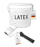 Kolorat® abwaschbare Wandfarbe Weiß – 2,5 L Latexfarbe inkl. 18 cm Farbwalze mit Bügel –...