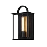 Licht-Erlebnisse Außenleuchte Edelstahl Glas E27 IP23 36 cm hoch in Schwarz Messing eckig Rustikal...