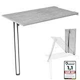 KDR Produktgestaltung Wandklapptisch Schreibtisch Tischplatte 80x50 cm in Betonoptik Klapptisch...