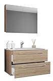 VCM 3-TLG. Waschplatz Waschtisch | Waschbecken Unterschrank Breite 80 cm | Badmöbel Set hängend...