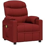 Tidyard Massagesessel Elektrisch Weinrot Stoff, Armlehnensessel Relaxsessel TV-Sessel Fernsehsessel...