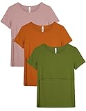 Sosolism 3 Pack Damen Stillentops Kurzarm Still-Shirts Mutterschaft Nursing T-Shirts Umstandsmode...