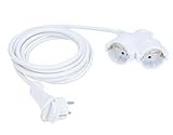 as - Schwabe Verlängerungskabel 3 m mit Flachstecker und Doppelsteckdose - 230V/16A - IP20 -...