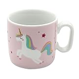 Dekohelden24 Kinder-Becher/Tasse mit Henkel/Einhorn/Spruch - Meine Glitzerwelt/H/Ø ca. 6,8 x 7,4...