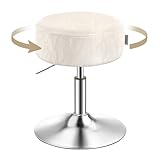 VASAGLE Schminkhocker, Schminkstuhl, Barhocker, höhenverstellbar, 360° drehbar, PU, Dicke...