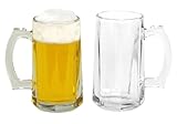 BURI 2 Stück kleine Biergläser mit Henkel 422ml 8x15cm Krug Glas zwei Krüge Bierglas mit Griff...