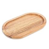 Piriuuo Ovale Holz Serviertablett, 20 x 12 x 1,5 cm Holztablett aus Akazienholz Braunes Deko...