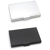 PLABBDPL Visitenkartenetui, 2 Pcs Edelstahl Visitenkarten Etuis Schwarz Silber, Premium...