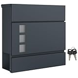 SONGMICS XXL Briefkasten, Postkasten mit Zeitungsfach, 10,5 x 37 x 37 cm, Aufkleber gegen...