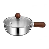 Milchtopf aus Edelstahl mit Holzgriff, kompatibel mit Induktions-, Gas-, Elektroherden,...