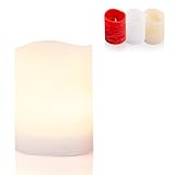 Flower Power Schlaraffenland LED Kerze PARVO | 7,5x10 cm | weiß | Echtwachs | LED Kerzen mit...