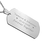 Hanessa Personalisierte Kette mit Gravur Edelstahl 50 cm mit Anhänger Dog Tag einseitig in silber -...