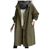 Foweknow Regenjacke Damen Wasserdicht Windbreaker Mittellange Große Größen Regenmantel...