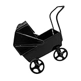 Toddmomy Miniatur Puppenwagen aus Metall Schwarzer Puppenhaus Kinderwagen Dekorativer Trolley für...