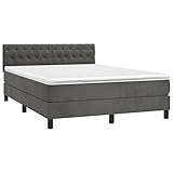 Hommdiy Boxspringbett mit Matratze Dunkelgrau 140x200 cm Samt，Geeignet für alle Arten von...