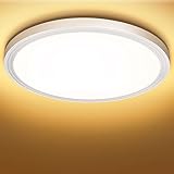 Deckenlampe Led Deckenleuchte Flach Rund - Warmweiß 18W 3000K 1600LM IP44 LED Badezimmer Lampe...