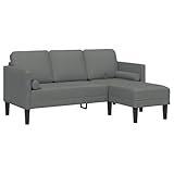 vidaXL L-förmiges Ecksofa Dunkelgrauer Stoff 3-Sitzer für Wohnzimmer Stabiler Buchenholzrahmen mit...