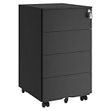 SONGMICS Schubladenschrank, Rollcontainer, mobiler Aktenschrank, Metallschrank, Druckertisch,...