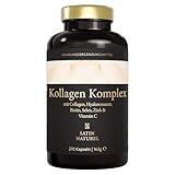 Hyaluron Kollagen Komplex - 270 Kapseln - Collagen Hydrolysat Peptide Typ 1 und 3 - Angereichert mit...