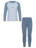 Alvivi Kinder Thermounterwäsche Set Jungen Mädchen Streifen Thermo Langarmshirt mit Hose...