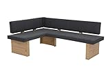 Hela Tische, Eckbank, Sitzbank Linn, Webstoff Anthrazit, Holzgestell Artisan Eiche, li-re...