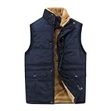 Wjnvfioo Herren Herbst Winter Gepolsterte Weste Fleece Thermo Weiche Westen Stehkragen Ärmellos...