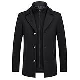 KUDMOL Herren Mantel umd Weste 2-in-1-Winterjacke Wollmantel Dick Wintermantel Warmer Mantel...