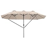 tectake® Doppelsonnenschirm mit Handkurbel, 460 x 270 cm, Alu Sonnenschirm mit Sonnenschutz UV50+,...